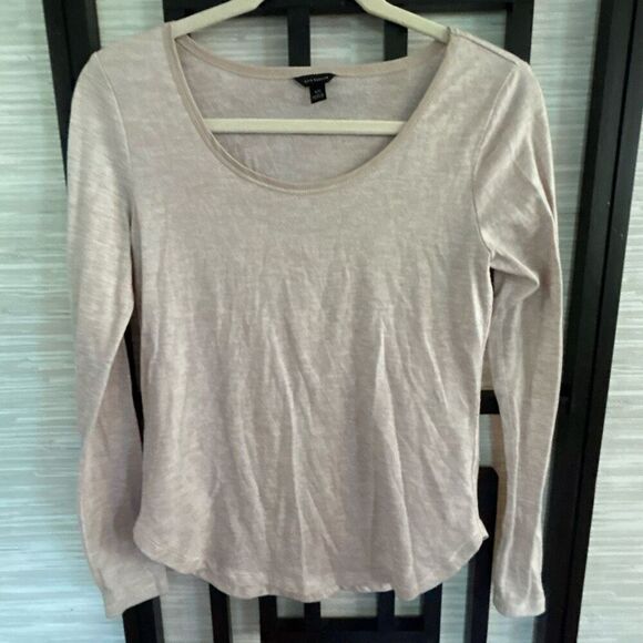 Ann Taylor Tops - Ann Taylor heather beige classic long sleeve scoopneck top knit size XS